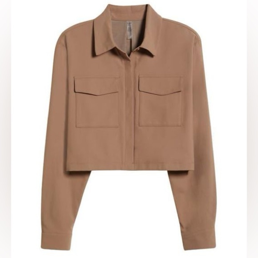 NWOT Beyond Yoga Jacket Midtown Cropped XS khaki - Picture 2 of 6